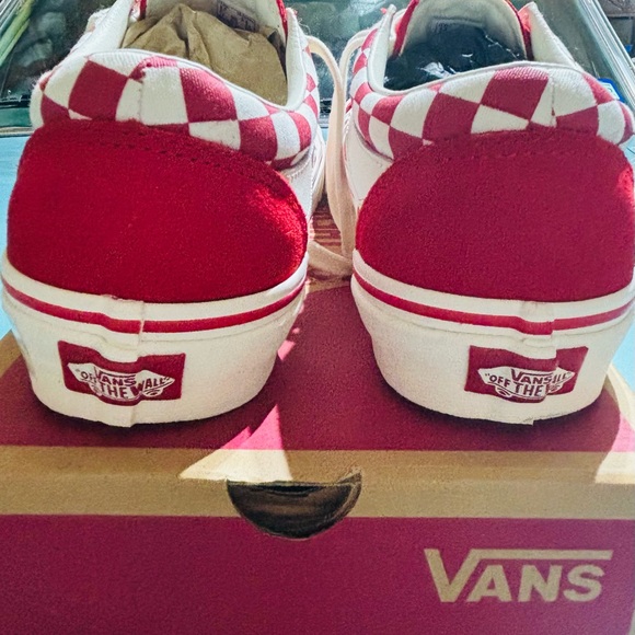 Vans Checkerboard Red and White Sneakers - Picture 4 of 5